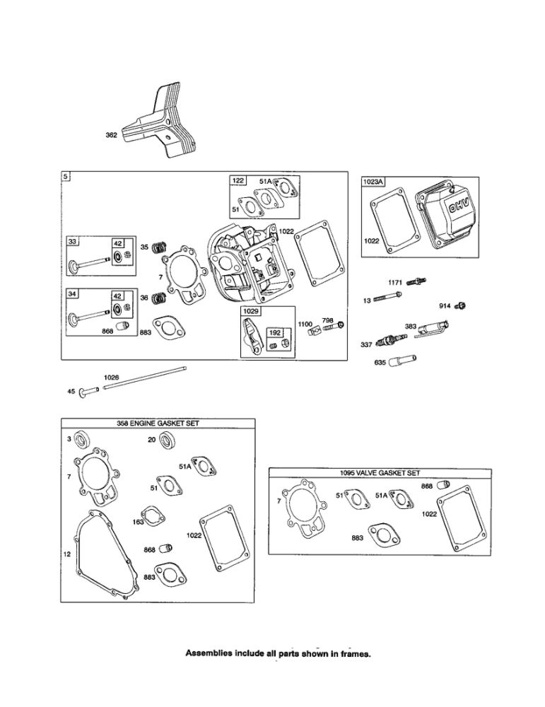 Head-Cylinder/Gasket Sets Diagram and Parts List for 20M200 0007-0919 Briggs and Stratton Engine